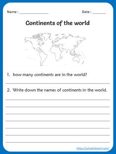 a worksheet with the words,'contents of the world'on it