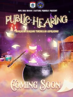 an advertisement for the upcoming release of public - hearing, coming soon in english and arabic