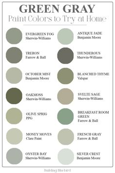 green gray paint colors to try at home, from the color chart for this house