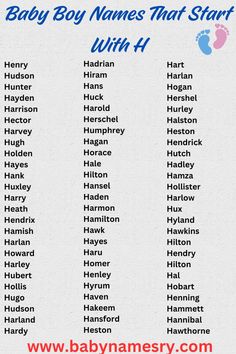 baby boy names that start with h