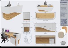 an office desk with several different types of furniture