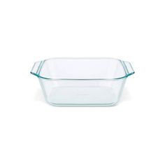 a glass casserole dish on a white background