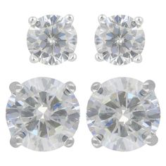 Women's Sterling Silver Stud Earrings Set of 2 Round 5MM/8MM Cubic Zirconia - A New Day? Silver/Clear #Affiliate #Stud, #AD, #Earrings, #Silver Simple Silver Jewelry, Silver Pendant Lighting, Golden Jewelry, Hoop Earring Sets, Sterling Silver Stud Earrings, Silver Stud Earrings, Beaded Hoop Earrings, 925 Silver Jewelry, Stud Earrings Set