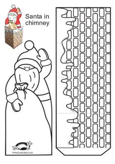 the santa in chimney bookmark is cut out and ready to be used for children's christmas crafts