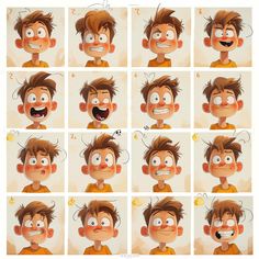 an image of various facial expressions on a man