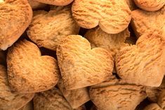 heart shaped biscuits are piled up together