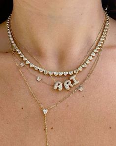 Everyday Gold Jewelry, Letter Name Necklace, Charm Necklace Diy, Bubble Letter, Chunky Chain Necklaces, Luxe Jewelry, Necklace For Her, Dope Jewelry, Jewelry Fashion Trends