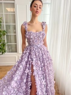 Lavender Petals, Custom Size Dresses, Long Prom Dress