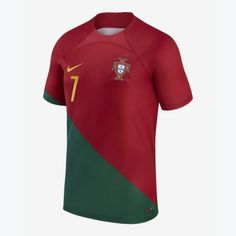 Nike Portugal Soccer Jersey Stadium Home (Cristiano Ronaldo) - Men's Nike Portugal, Portugal Soccer, Bernardo Silva, Portugal National Team, Nike Jersey, The Pitch, Sports Uniforms, Custom Jerseys, Fifa World Cup