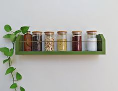 an assortment of spices and seasonings on a shelf