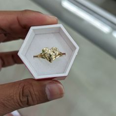 10kt Real Gold Nugget Heart Ring Size 8.25 Weight 1.82 Gm 12.8*11.8 Mm Size Of Heart 100% Authentic Gold Please Check The Picture Carefully To Understand The Size Of The Ring Not A Gold Filled Or Not A Gold Plated Never Change Color Or Never Fade Never Tarnish Comes In A Box Nugget Rings, Authentic Gold, Gold Nugget, Never Fade, Never Change, Dream Jewelry, Gold Heart, Christmas Wishlist, Heart Of Gold