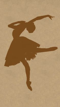 the silhouette of a ballerina is shown in brown