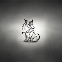 a black and white drawing of a cat with eyes on it's head sitting down