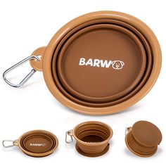 BARWO Collapsible Dog Bowl with Non Skid Suction Base -100% Pure Silicone Foldable Water Bowl, Portable Dog Bowl for Travel, Portable Safe, Travel Hiking