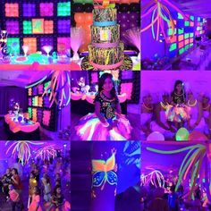 Glow party ideas #coolglow #partysupplies Teen Girl Party Ideas, Glow Party Ideas, Birthday Glow Party, Rave Birthday, Girl Party Ideas