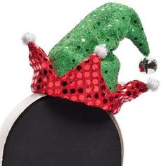 Collection: Elf Format: Headband Name: Sequin Santa Hat Headband Packaging Info: Bulk Pack/Polybag Materials: Plastic, Polyester Fiber Measurements: 9.5"H Seasonality: Christmas All Items On Poshmark Are New Unless Otherwise Stated. Felt Elf Hat, Diy Christmas Hats, Felt Elf, Christmas Party Hats, Christmas Party Costume, Christmas Headbands, Craft Presents, Christmas Tree Hat, Christmas Bling