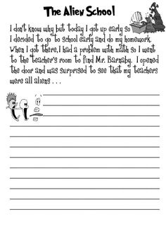 the alien school worksheet for children to learn how to read and understand what they are