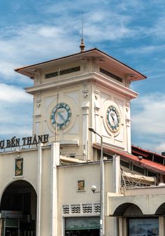 there is a large clock tower in the middle of town