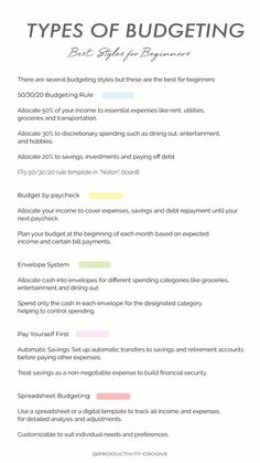 the types of budgeting and how to use them