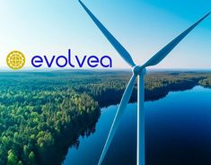 an aerial view of a wind farm with the word evleva in front of it