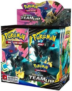 two boxes of pokemon trading cards with the same character on each card and one in front