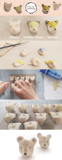 the process of making ceramic animal heads is shown