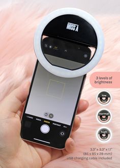 Miss A Selfie Ring Light  ACCESSORIES - Shop Miss A Selfie Ring Light, Ring Light, Phone Grips, Free Gift Cards, Miss A, Rechargeable Battery, Mobile Device, Rechargeable Batteries, Usb Cable