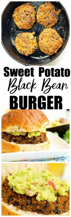 sweet potato black bean burger with guacamole sauce