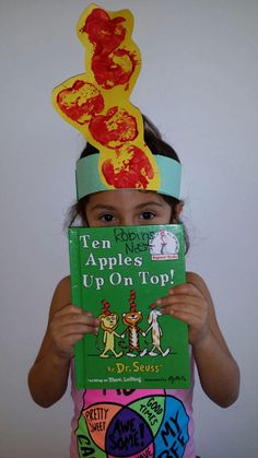 Dr. Seuss- Ten Apples Up On Top pre-k project! Apple prints Ten Apples Up On Top Craft Preschool, 10 Apples On Top Craft, Apple Headband Craft, 10 Apples Up On Top Activities, 10 Apples Up On Top Craft, 10 Apples Up On Top Activities Preschool, Preschool Apple Crafts, Apples Prek, 10 Apples Up On Top