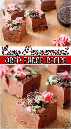 easy peppermint oreo fudge recipe on a cutting board