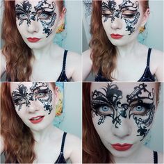 You'll need to dig out your thinnest liquid eyeliner pen for this intricate #Halloween mask. Makeup Artistic, Extreme Makeup, Liquid Eyeliner Pen, Amazing Makeup, Popsugar Beauty