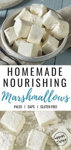 homemade nourishing marshmallows in a bowl with text overlay