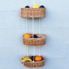 ✓Three-tier hanging basket for storing vegetables and fruits. Made of willow rod and willow tape. The baskets are tied between the light-colored cotton rope. The willow baskets are very beautiful and will fit into any kitchen interior.Outside the baskets are slightly coated with transparent acrylic water-based varnish. In turn, it perfectly protects the baskets from external factors and makes them even stronger. If you want the baskets completely uncoated, let us know. Also, the baskets can crackle when pressed. This is normal and natural for willow. ✓There might be slightly difference in color due to different monitor settings ✓ Dimensions: full height - 37 '' (94cm) outer basket width - 10.2 inches (26cm) the height of the basket itself is 4 inches (10.5 cm) outer basket width - 4.7 inch Hanging Baskets Kitchen, Hanging Fruit Basket, Wall Basket Storage, Basket For Kitchen, Storing Vegetables, Hanging Fruit Baskets, Rustic Baskets, Kitchen Basket Storage, Basket Kitchen