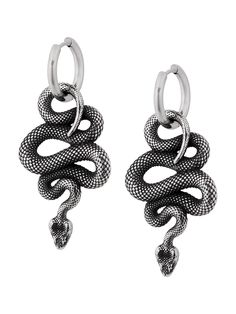 PRICES MAY VARY. PUNK GOTHIC SNAKE EARRINGS: These snake earrings are a perfect accessory for those who love the gothic style. The snake is a powerful symbol that represents transformation, rebirth, and mystery. Wear these earrings to embrace the powerful symbolism of the snake and add a touch of gothic style to your look. MATERIALS: Meticulously crafted from high-quality Stainless Steel SIZE & LENGTH: The Snake Pendant measures 0.98 inches in width x 1.6 inches in length. Hoop measures 0.59 inc New Year Jewelry, Earrings Snake, Earrings Goth, Goth Earrings, Long Chain Earrings, Punk Earrings, Gothic Earrings, Snake Pendant, Earrings Halloween