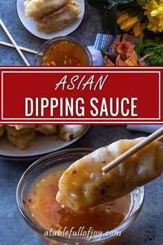 Asian Dipping Sauce, sweet, spicy and perfect for all your dipping needs! Whether you are dipping chicken, dumplings or even meatballs this Asian dipping sauce is what you need! #dippingsauce #atablefullofjoy #dumpling #sauce #sweet #spicy #glutenfree #dairyfree #easy #sweet&spicy Recipes Dumplings, Gyoza Sauce, Asian Dipping Sauce Recipes, Asian Sauce Recipes, Dumpling Dipping Sauce, Dumpling Sauce, Chicken Dumplings