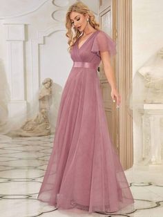 V-Neck Floor-Length Short Sleeve Tulle Bridesmaid Dresses #paramedic #entertainment #food mother daughter, mother of the bride, mother gifts Tulle Bridesmaid Dresses, Short Sleeve Bridesmaid Dress, Mesh Bridesmaids Dress, Tulle Bridesmaid, Elegant Bridesmaid Dresses, Tulle Evening Dress, Sequin Evening Dresses