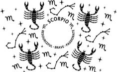 zodiac signs and scorpions are arranged in a circle