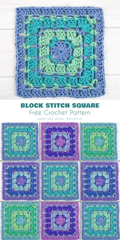 the block stitch square is shown in four different colors