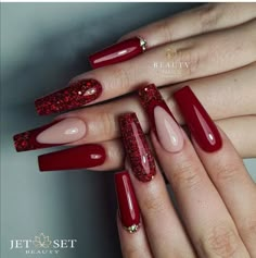 Sweet 16 Nails Acrylic Red, Nails Acrylic Red And Gold, Red Sweet 16 Nails, Sweet 16 Nails Acrylic, Red Sweet 16, Nails Acrylic Red, Sweet 16 Nails, 16 Nails, Burgundy Acrylic Nails