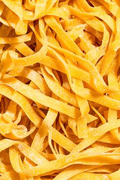 close up view of yellow pasta noodles