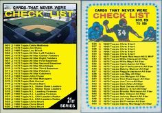 an old baseball card with the check list for each team