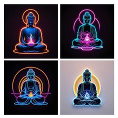 Buddha - Neon Light Effect Design Light Effect, Neon Lighting, Lighting Design, Design Template, Neon, Lighting, Design