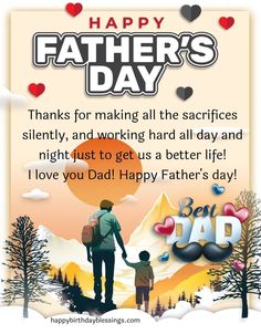 a father's day card with an image of a man holding the hand of his son