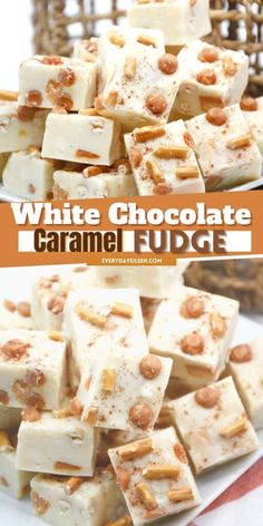 white chocolate caramel fudge on a plate