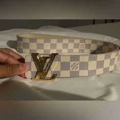 This Belt Is An Excellent Belt For For Formal Attire, Streetwear & Many More. This Belt Has Become Quite Hard To Find For Retail So The Prices Have Been Skyrocketing, But I Will Sell This Excellent Condition Belt At An Amazing Price Louis Vuitton White, Louis Vuitton Belt, Louis Vuitton Accessories, Azure Blue, Formal Attire, Blue White, Initials, Mens Accessories, Louis Vuitton