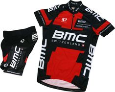 the bic jersey and shorts are all in black, red, and white colors