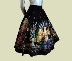 Mexican Clothes, Mexican Skirt, Vintage Mexican Dress, Mexican Skirts, Mexico Fashion, Velvet Painting, Fiesta Dress, Circle Skirts