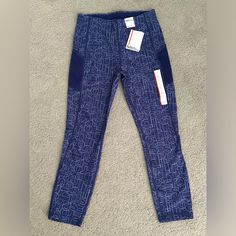 Brand New With Tag Pocket On The Side Length 34" Waist 27" Inseam 23 1/2" (All Measurements Are Approximate) Blue Sporty Running Pants, Sporty Blue Pants For Running, Sporty Blue Running Pants, Stretch Navy Activewear With Pockets, Navy Stretch Activewear With Pockets, Fitted Blue Yoga Pants With Go-dry Technology, Blue Fitted Bottoms For Running, Blue Stretch Yoga Pants With Pockets, Blue Sportswear Pants For Running