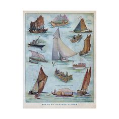 an old book with boats and ships on it