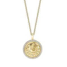 18k gold CAPRICORN zodiac coin pendant with diamond frame.  .48cts diamonds  20 inch chain with loops at 18 and 16 inch.  *Custom engraving available please email info@anitako for more information.  #AKZC-CAP Capricorn Zodiac, Diamond Frame, Zodiac Pendant, Zodiac Capricorn, Birthstone Gifts, Coin Pendant, Retail Therapy, White Rose Gold, Halo Diamond